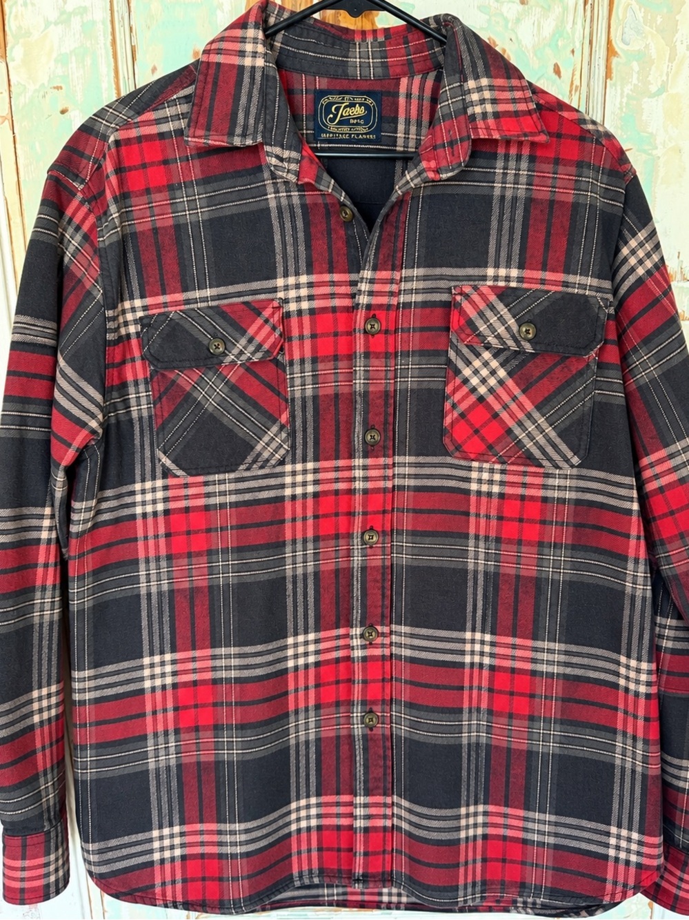 Jachs Red, Black & Tan Plaid Button-Down Shirt